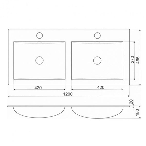 Leziter V956 - Lavoar cu design plat 18x120x46 cm