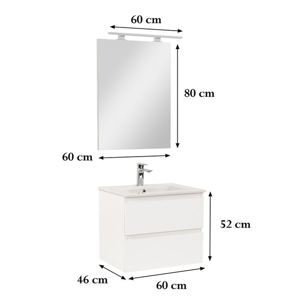 Leziter Set mobilier baie Vario Forte 60, alb-alb