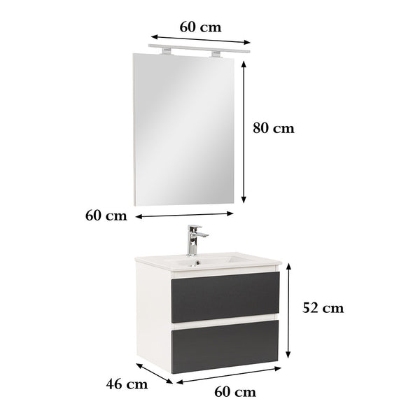 Leziter Set mobilier baie Vario Forte 60, alb-antracit