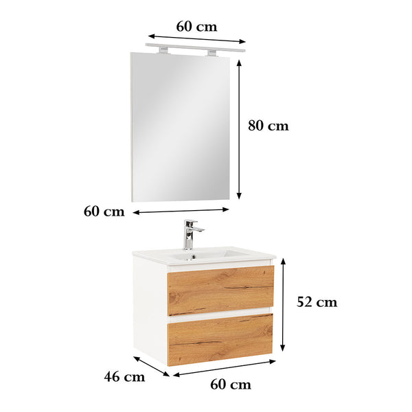 Leziter Set mobilier baie Vario Forte 60, stejar alb