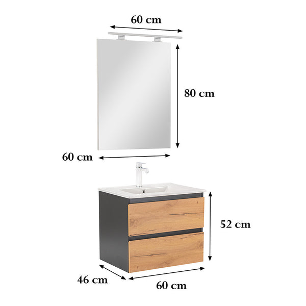 Leziter Set mobilier baie Vario Forte 60, antracit-stejar