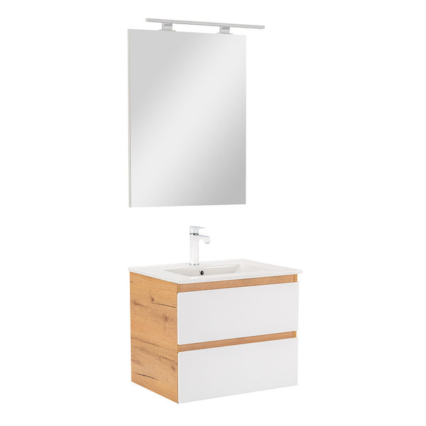 Leziter Set mobilier baie Vario Forte 60, stejar-alb