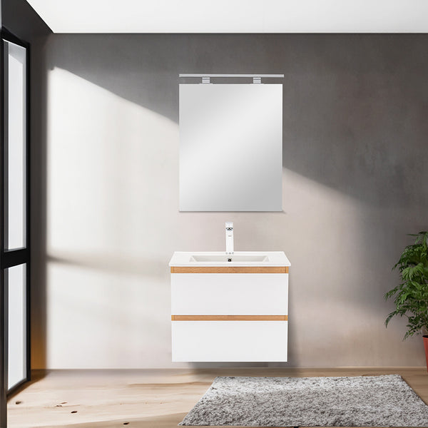 Leziter Set mobilier baie Vario Forte 60, stejar-alb