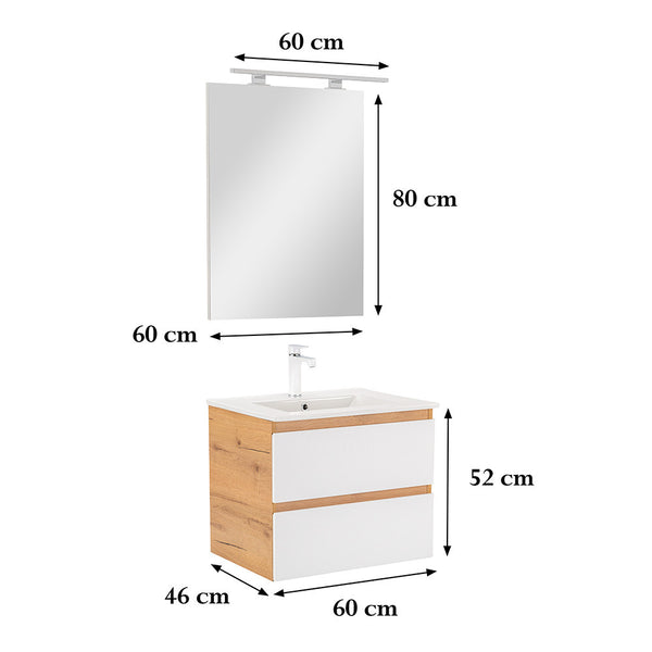 Leziter Set mobilier baie Vario Forte 60, stejar-alb