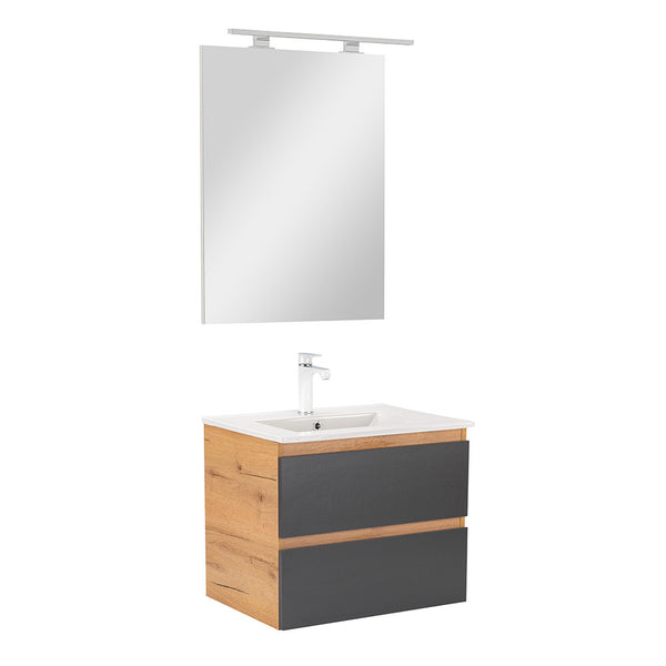 Leziter Set mobilier baie Vario Forte 60, stejar-antracit