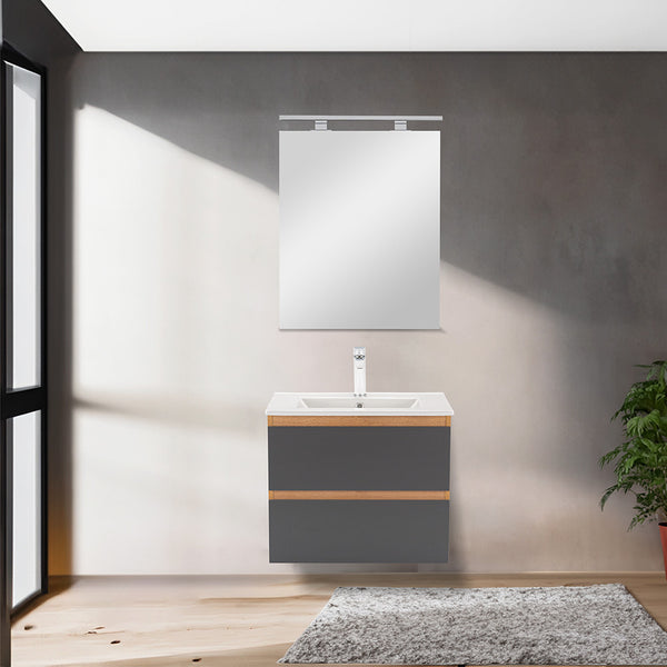Leziter Set mobilier baie Vario Forte 60, stejar-antracit