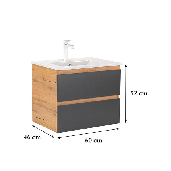 Leziter Masca chiuveta baie Vario Forte 60 cu lavoar, stejar-antracit