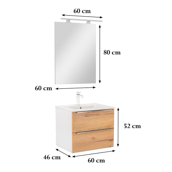 Leziter Set mobilier baie Vario Trim 60, stejar alb