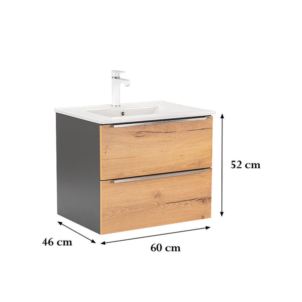Leziter Masca chiuveta baie Vario Trim 60 cu lavoar, antracit-stejar