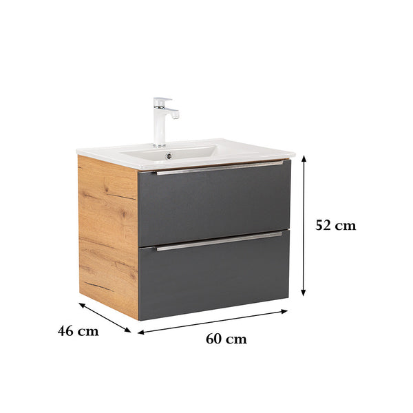 Leziter Masca chiuveta baie Vario Trim 60 cu lavoar, stejar-antracit