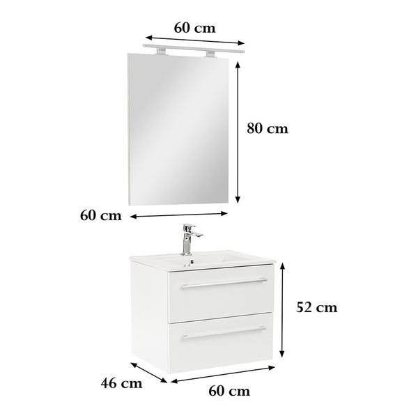 Leziter Set mobilier baie Vario Clam 60, alb-alb
