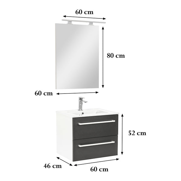 Leziter Set mobilier baie Vario Clam 60, alb-antracit