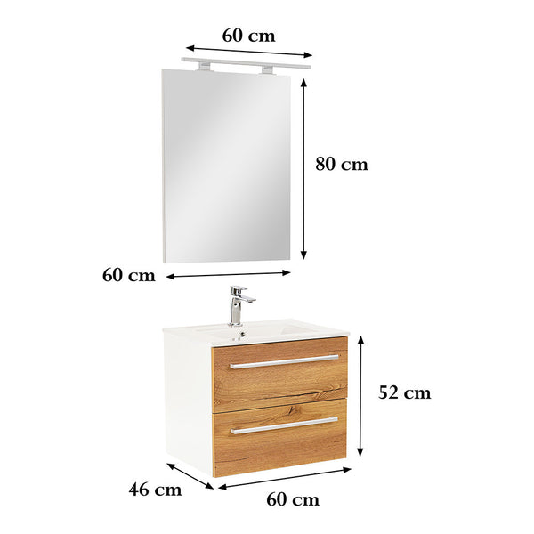 Leziter Set mobilier baie Vario Clam 60, stejar alb