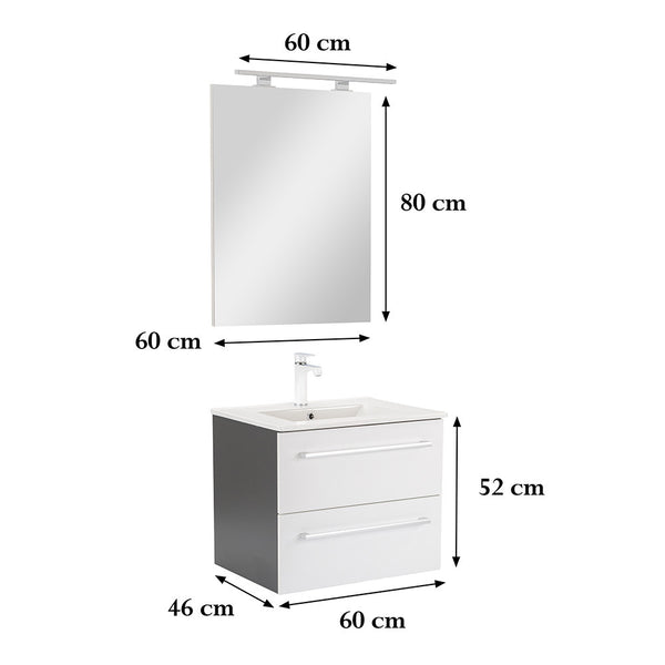 Leziter Set mobilier baie Vario Clam 60, antracit-alb