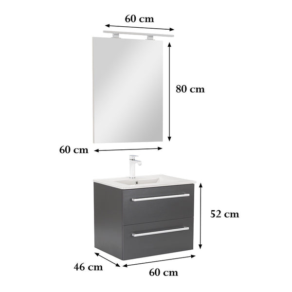 Leziter Set mobilier baie Vario Clam 60, antracit-antracit