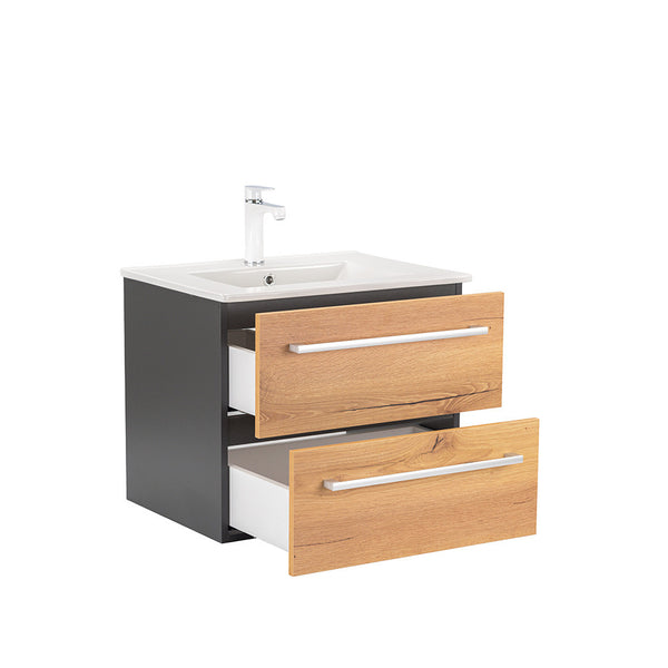 Leziter Masca chiuveta baie Vario Clam 60 cu lavoar, antracit-stejar