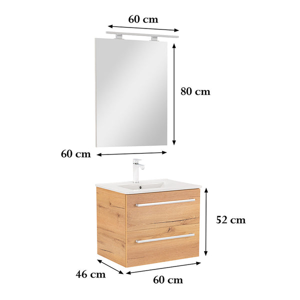 Leziter Set mobilier baie Vario Clam 60, stejar-stejar