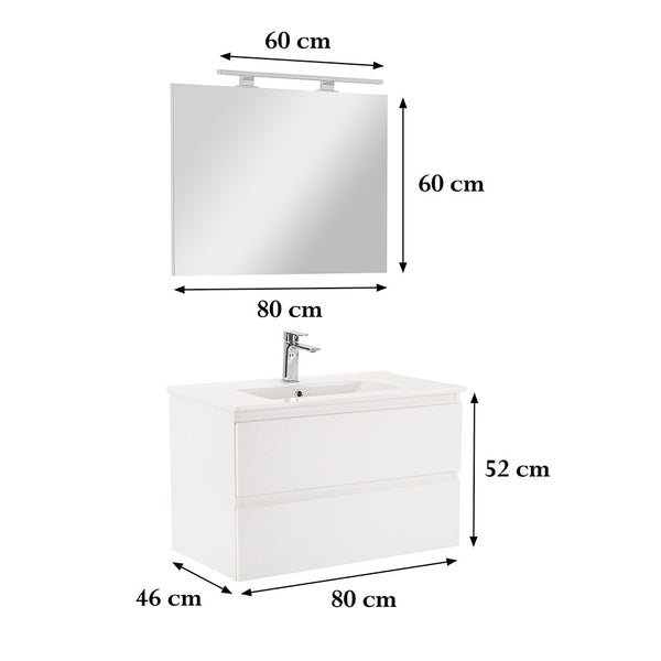 Leziter Set mobilier baie Vario Forte 80, alb-alb