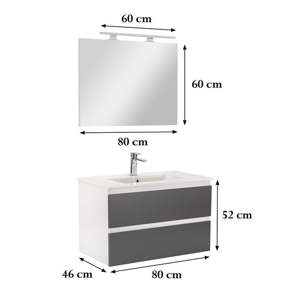 Leziter Set mobilier baie Vario Forte 80, alb-antracit