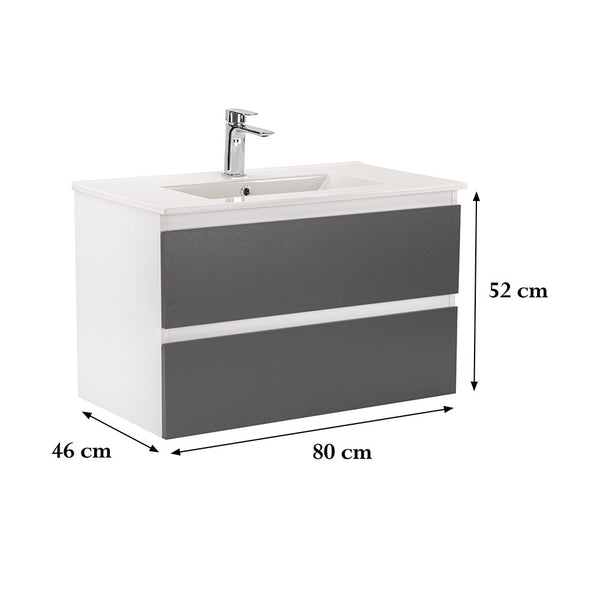 Leziter Masca chiuveta baie Vario Forte 80 cu lavoar, alb-antracit