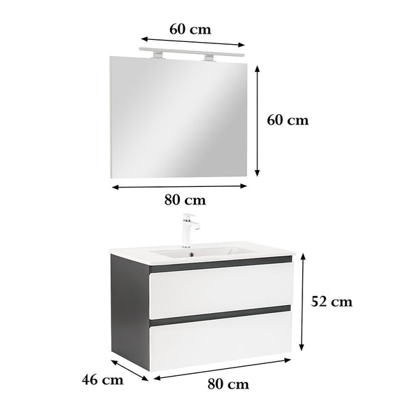 Leziter Set mobilier baie Vario Forte 80, antracit-alb