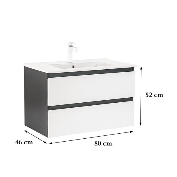 Leziter Masca chiuveta baie Vario Forte 80 cu lavoar, antracit-alb