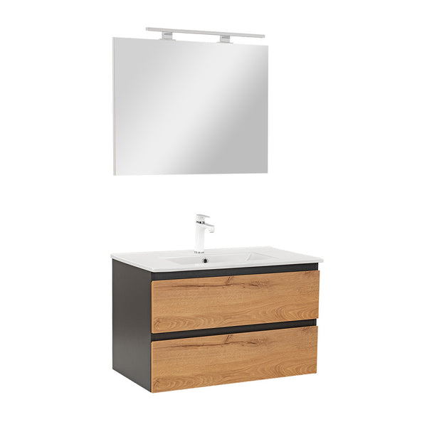 Leziter Set mobilier baie Vario Forte 80, antracit-stejar