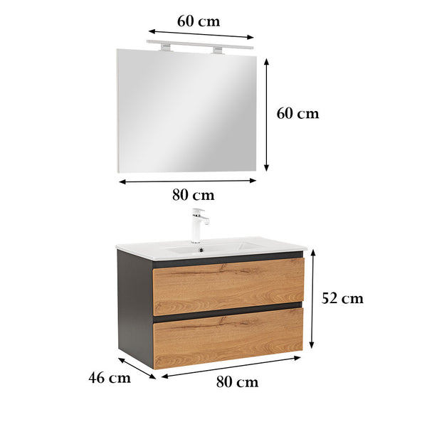 Leziter Set mobilier baie Vario Forte 80, antracit-stejar