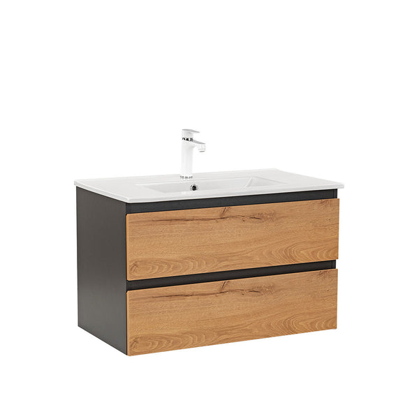 Leziter Masca chiuveta baie Vario Forte 80 cu lavoar, antracit-stejar