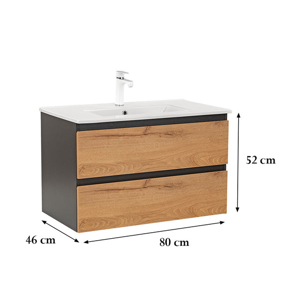Leziter Masca chiuveta baie Vario Forte 80 cu lavoar, antracit-stejar