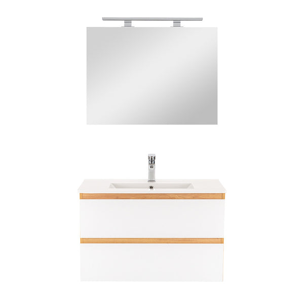 Leziter Set mobilier baie Vario Forte 80, stejar-alb