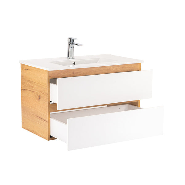 Leziter Set mobilier baie Vario Forte 80, stejar-alb