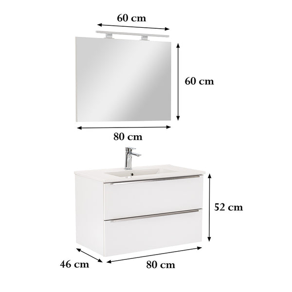 Leziter Set mobilier baie Vario Trim 80, alb-alb