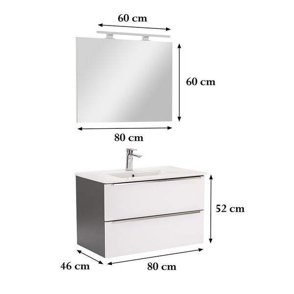 Leziter Set mobilier baie Vario Trim 80, antracit-alb