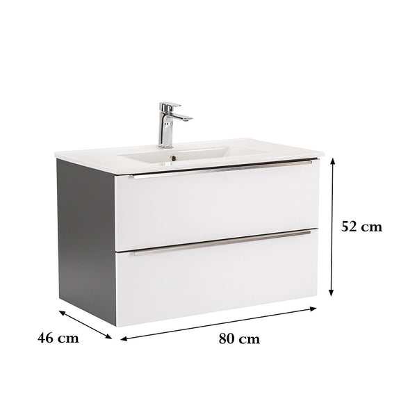 Leziter Masca chiuveta baie Vario Trim 80 cu lavoar, antracit-alb