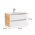 Leziter Masca chiuveta baie Vario Trim 80 cu lavoar, stejar-alb