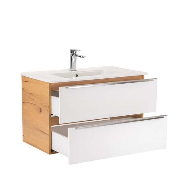Leziter Masca chiuveta baie Vario Trim 80 cu lavoar, stejar-alb