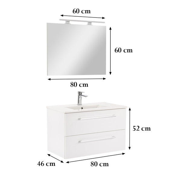 Leziter Set mobilier baie Vario Clam 80, alb-alb