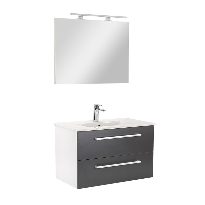 Leziter Set mobilier baie Vario Clam 80, alb-antracit