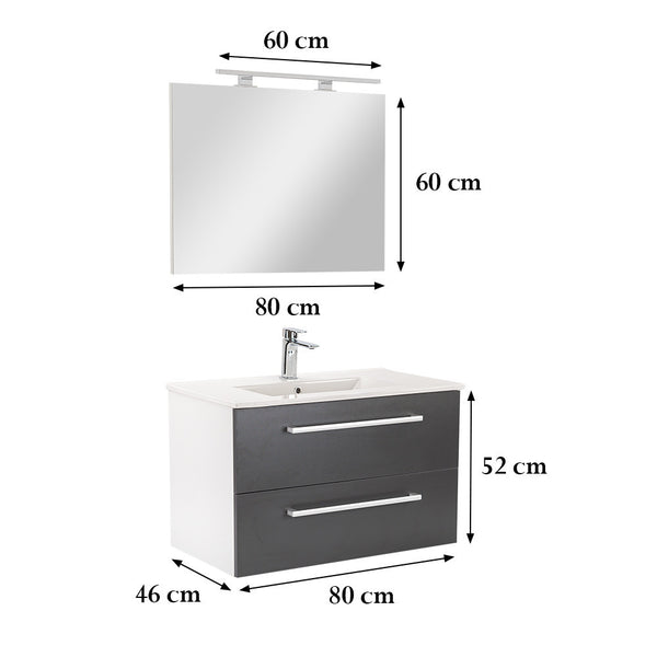 Leziter Set mobilier baie Vario Clam 80, alb-antracit