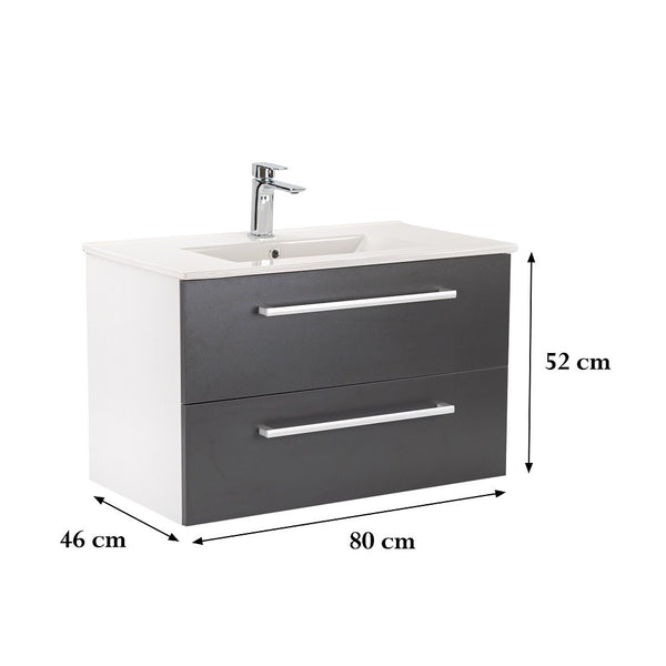 Leziter Masca chiuveta baie Vario Clam 80 cu lavoar, alb-antracit