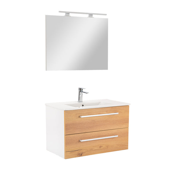 Leziter Set mobilier baie Vario Clam 80, stejar alb