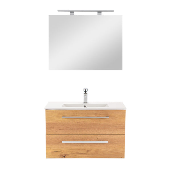 Leziter Set mobilier baie Vario Clam 80, stejar alb