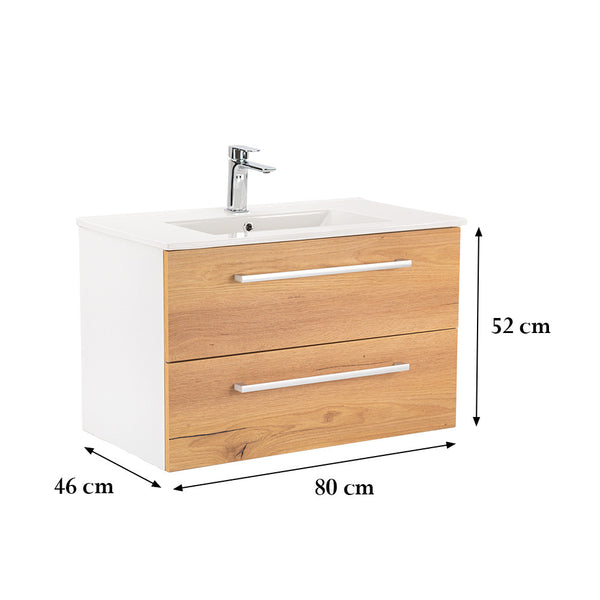 Leziter Masca chiuveta baie Vario Clam 80 cu lavoar, stejar alb