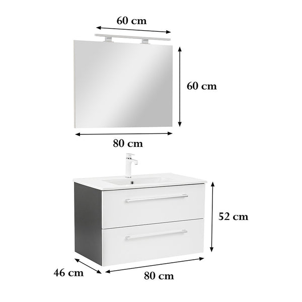Leziter Set mobilier baie Vario Clam 80, antracit-alb