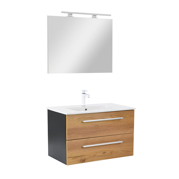 Leziter Set mobilier baie Vario Clam 80, antracit-stejar
