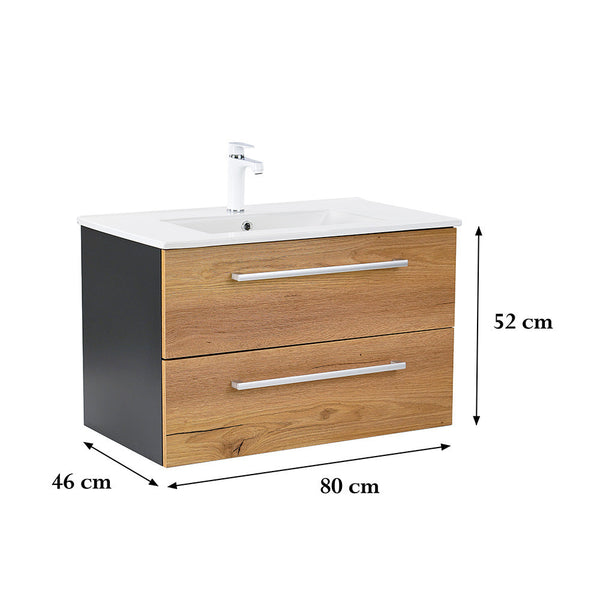 Leziter Masca chiuveta baie Vario Clam 80 cu lavoar, antracit-stejar