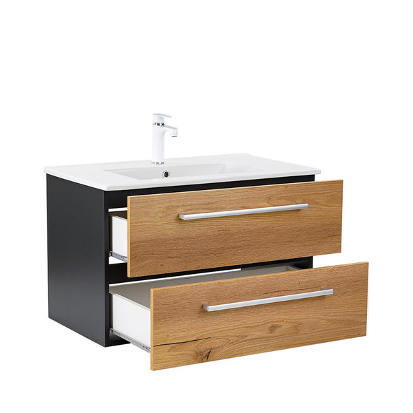Leziter Masca chiuveta baie Vario Clam 80 cu lavoar, antracit-stejar