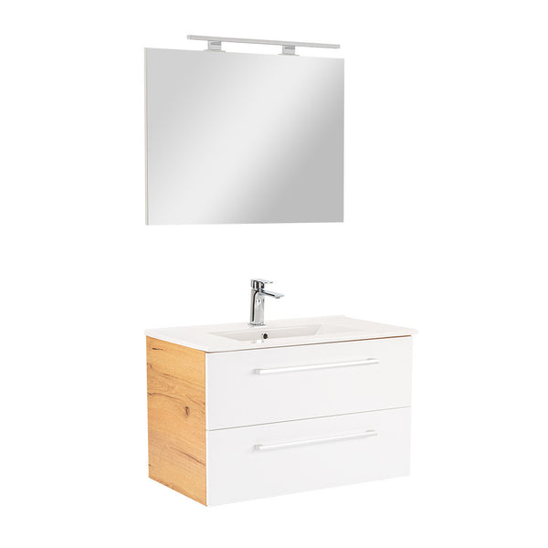 Leziter Set mobilier baie Vario Clam 80, stejar-alb