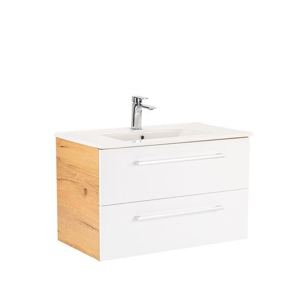 Leziter Masca chiuveta baie Vario Clam 80 cu lavoar, stejar-alb